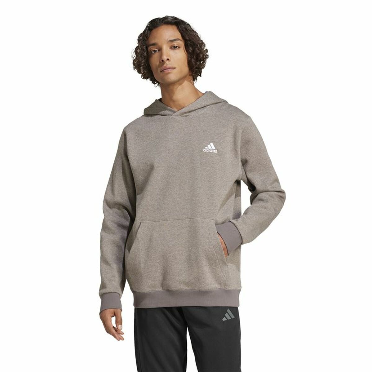 Men’s Hoodie Adidas Seasonal Essentials Melange Hoodie Brown Beige