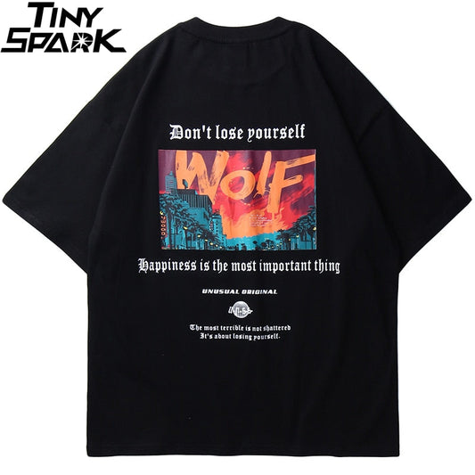 Oversize Hip Hop T Shirt Men Streetwear Harajuku Printed Tee Shirt Short Sleeve Cotton Casual T-Shirt Fashion Black Tshirt